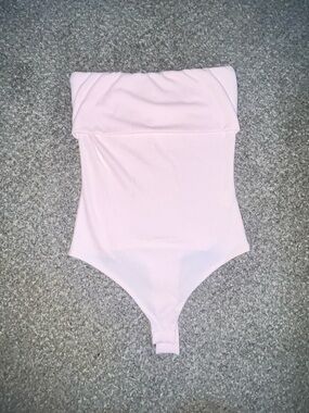 Light Pink Ribbed Strapless Bodysuit